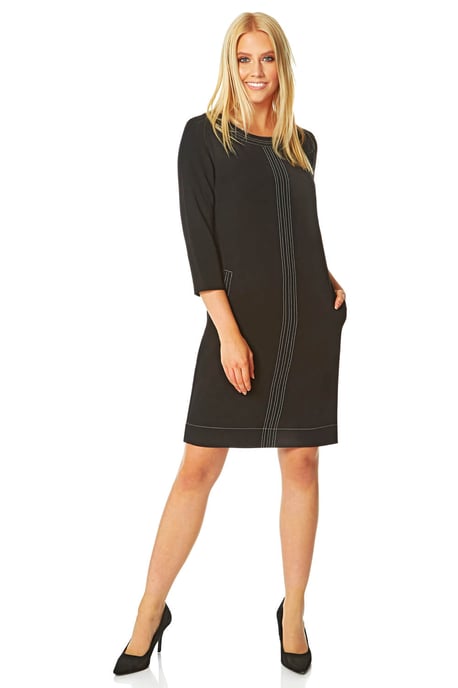 3/4 Sleeve Top Stitch Shift Dress
