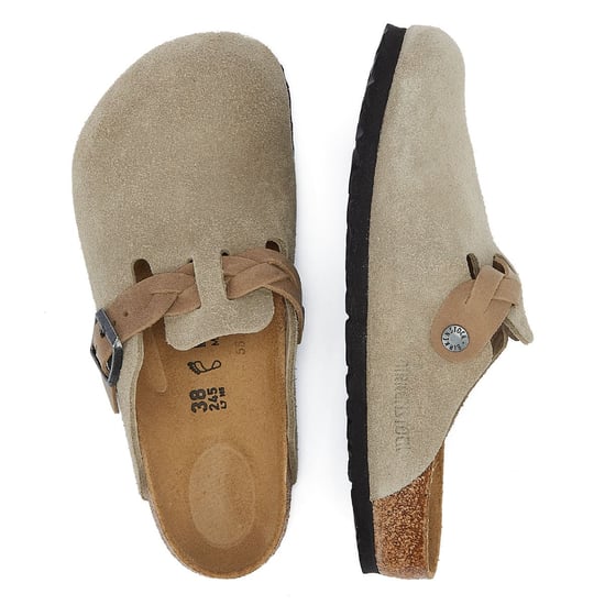 Birkenstock Boston Braided Women's Taupe Suede Clogs - Image 6