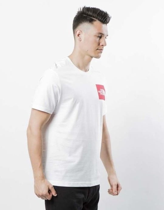 The North Face Men's Fine Short Sleeve T Shirt White/Red - Image 3