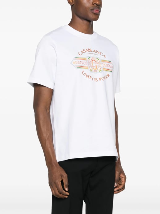 Casablanca Unity Is Power Printed T-Shirt in White - Image 3