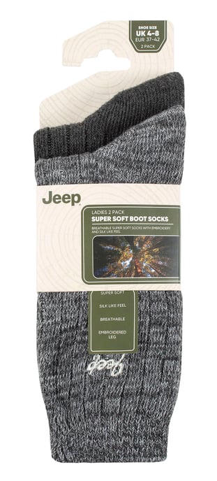 Womens Walking Boot Socks | Jeep | 2 Pack High Performance Polyester Running Socks - Charcoal / Slate - Image 2