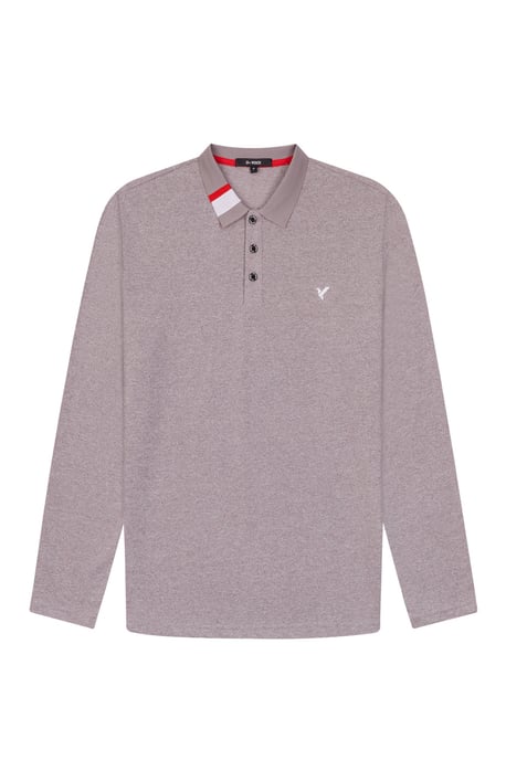 D-Rock Mens Polo Shirt with Dual-Stripe Collar Long Sleeve