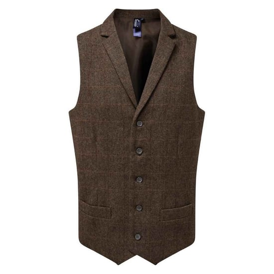 Premier Mens Herringbone Waistcoat (Brown) - Image 1