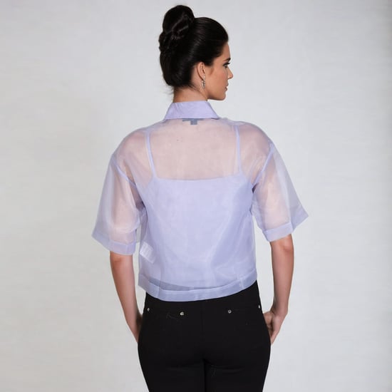 Organza overhemd met korte mouwen en flappen - Image 3