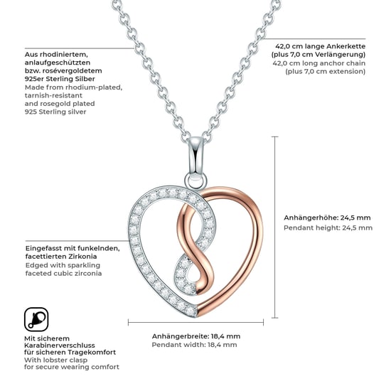Necklace with pendant sterling silver bicolor zirconia white Rafaela Donata - Image 2