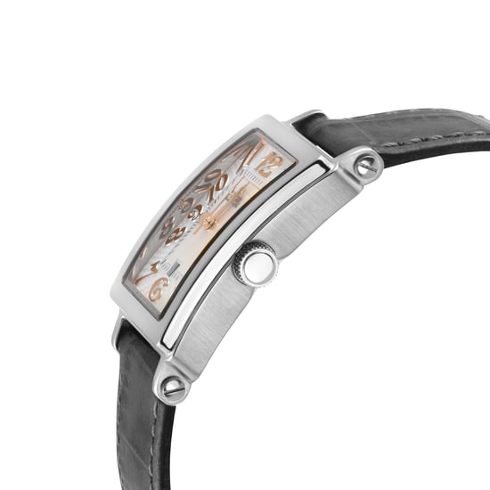 Gevril Ave of Americas Mini Women's Swiss Quartz White MOP Dial Watch, Genuine Charcoal  Handmade Leather Watch