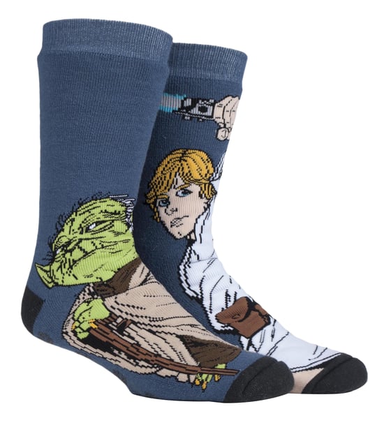 Heat Holders - Termiska toffelstrumpor med film- och TV-tema för herrar - Luke / Yoda - Image 1