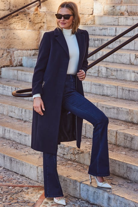 Navy Blue Premium Longline Coat