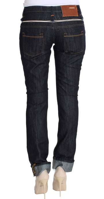 Acht Kvinnor Blå Denim Bomullsbyxor Rak Passform Jeans - Image 3