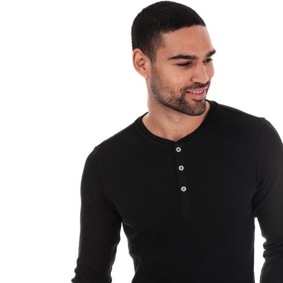 Men's Levis Long Sleeve Henley T-Shirt in Black - Image 4