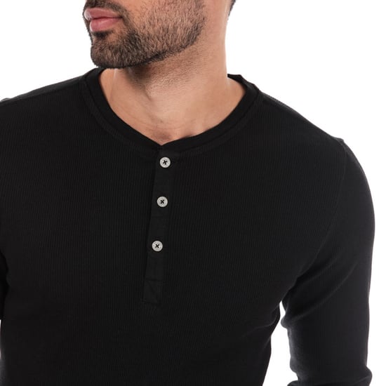 Men's Levis Long Sleeve Henley T-Shirt in Black - Image 6