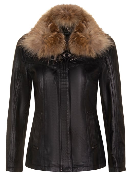 Womens Slim Fit Leather Parker Jacket-Millom