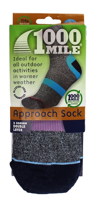 1000 Mile - Ladies Approach Repreve Double Layer Breathable Anti Blister Socks - Navy / Mauve - Image 2