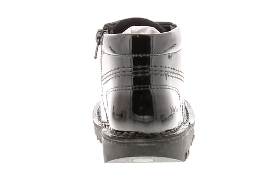 Kickers Younger Girls Ankle Boots Hi Zip Leather With Lace and Zip black patent - Image 4