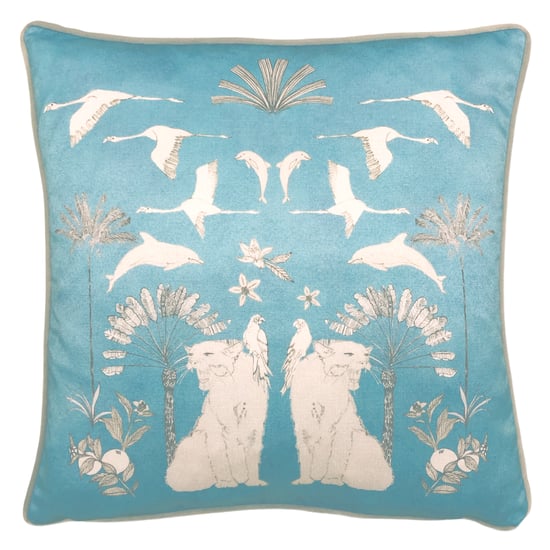Colony Palm Botanical Velvet Cushion - Image 1