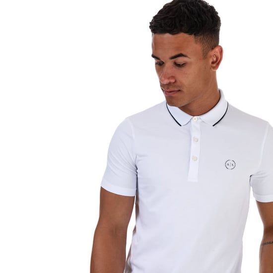 Men's Armani Exchange Bold Tipped Polo Shirt in White