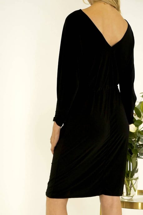Black Split Sleeve Slinky Dress