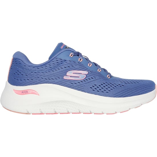 Skechers Arch Fit 2.0 - Big League Textiel Dames Blauw/Roze Trainers - Image 2