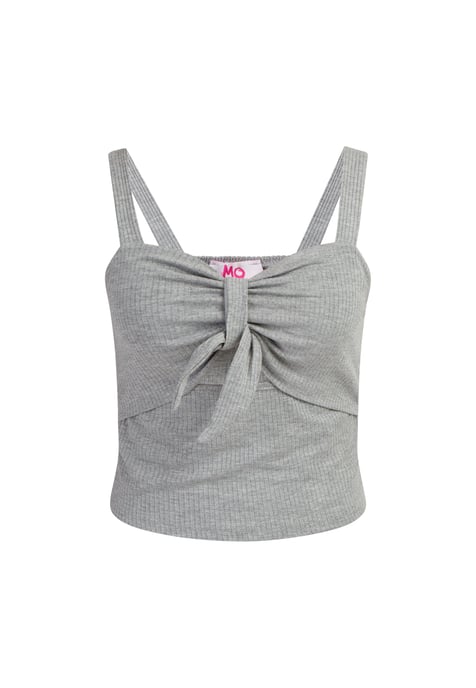 Mymo Ribgebreide top met bandjes Dames grijs melange - Image 1