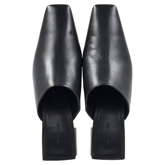 Balenciaga Typo Chrome Heel Mules in Black Leather - Image 4