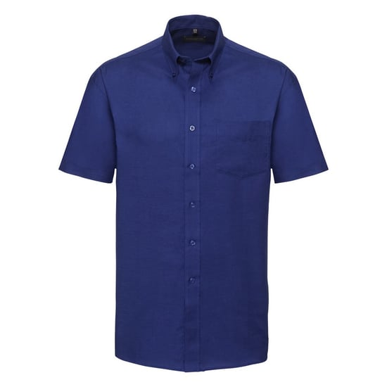 Russell Collection Mens Short Sleeve Easy Care Oxford Shirt (Bright Royal) - Image 1