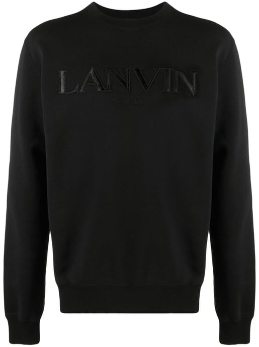 Lanvin Paris Logo Embroidered Sweatshirt in Black - Image 1