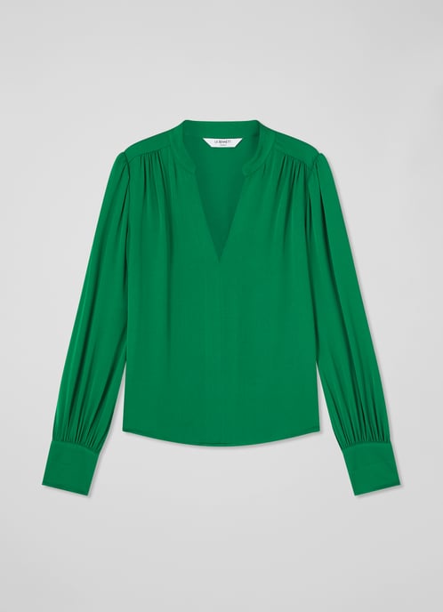 LK Bennett Selina Woven Tops, Green