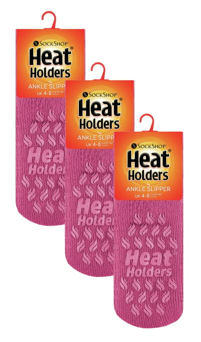 Värmehållare - 3 par multipack damsockor med fotledsskor och grepp - Mid Pink - Image 2