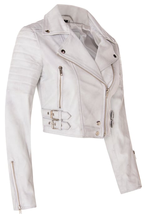 Ladies Brando Short Leather Jacket-Longtown