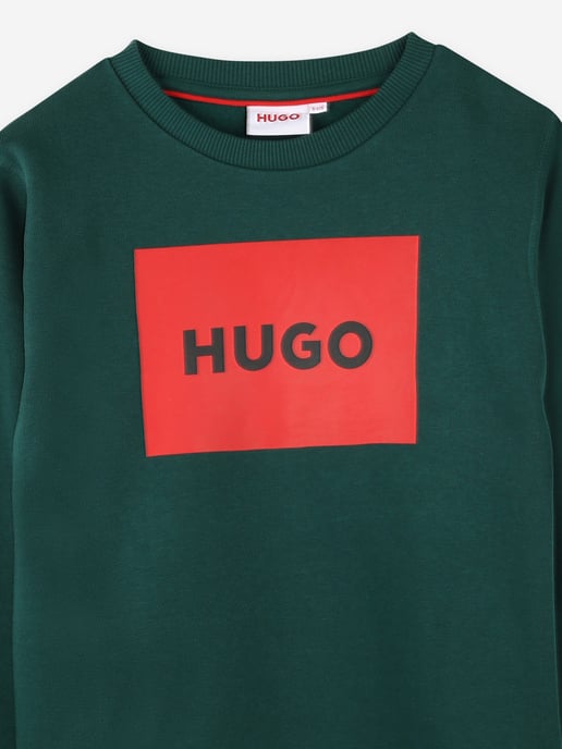 Hugo Boys Logo Print Sweatshirt in Green