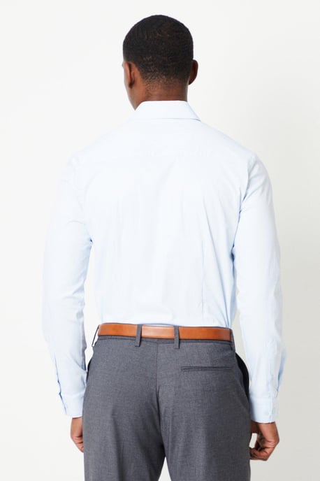 Blue Tailored Fit Long Sleeve Easy Iron Shirt - Image 3