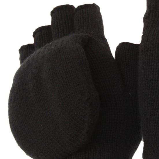 FLOSO Unisex Mens/Womens Thinsulate Thermal Capped Winter Fingerless Gloves (3M 40g) (Black) - Image 2