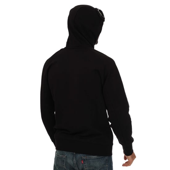 Men's C.P. Company Diagonal Raised Fleece Goggle Hoodie in Black