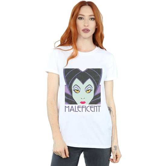 Disney Womens/Ladies Maleficent Cropped Head Cotton Boyfriend T-Shirt (White)