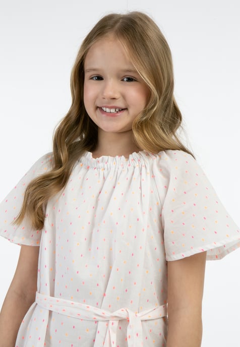 Mymo Jurk Meisje Wit roze oranje stippen - Image 5