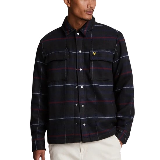 Lyle & Scott Brushed Tartan Muddy Navy Overshirt Jacka - Image 1