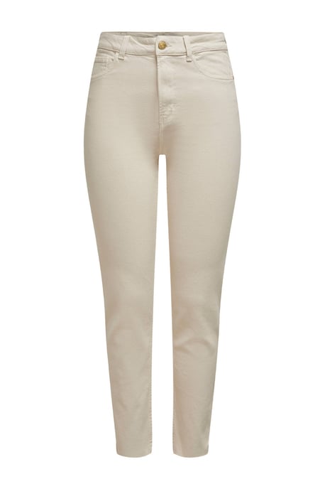 ONLY cropped high waist straight fit jeans ONLEMILY ecru - Image 1