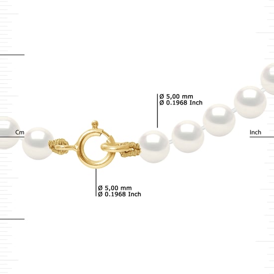DIADEMA - Bracelet - Real Freshwater Pearls - White - Yellow Gold