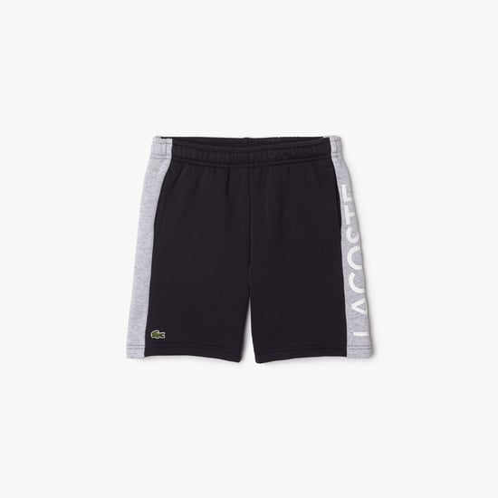 Boy's Lacoste Colour-Stripe Organic Cotton Shorts in Navy Grey