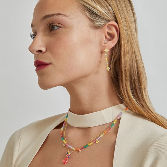 Luxenter Sterling Silver 925 necklace with Multicoloured Zirconia finished in 18K yellow gold - Ruane