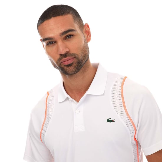 Men's Lacoste Tennis Recycled Polyester Polo Shirt in White orange