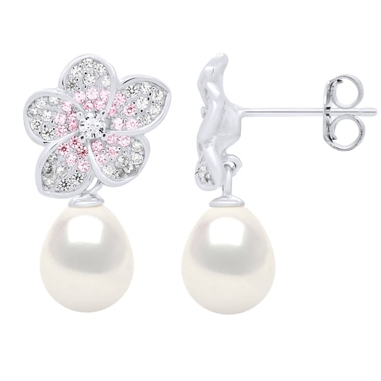 Earrings - Jewelry Silver - Real Cultured Freshwater Pearls Pear 9-10 mm