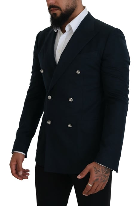 Dolce & Gabbana Men's Blue Double Breasted Formal Coat Blazer - Image 2
