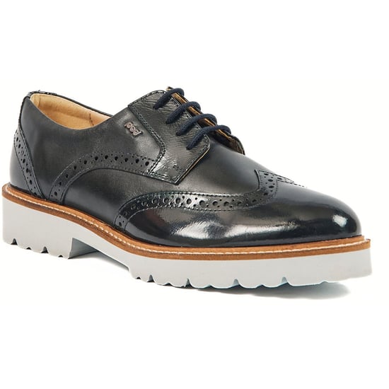 Pod Kortney Leer Vrouwen Navy Patent Brogues Schoenen - Image 1