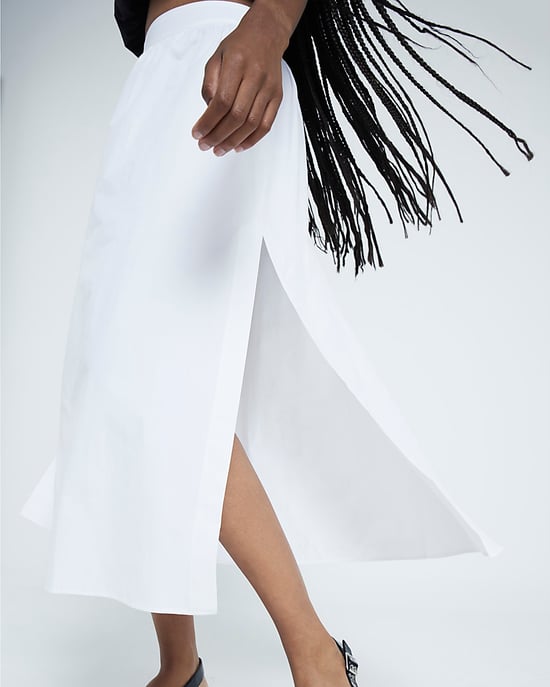 River Island Womens Maxi Skirt White Cotton Poplin