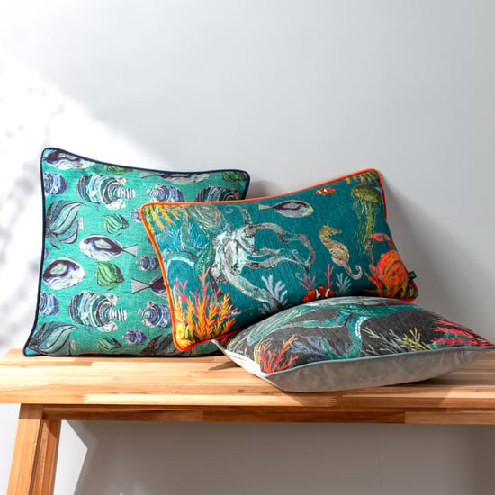 Wylder Tropics Abyss Fish Repeat Chenille Feather Filled Cushion - Image 5