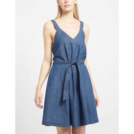 Women's Armani Belt Flare Denim Dress in Denim - Image 2