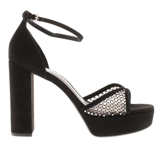 Ted Baker Womens Heels Bexins Suede Leather Platform Block Heel Peep Toe Black - Image 2