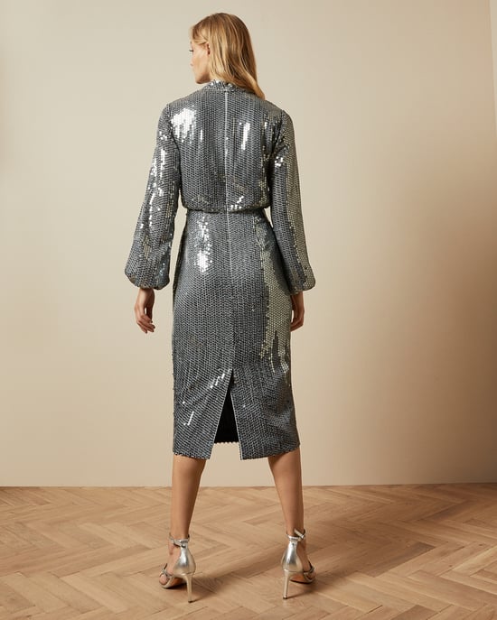 Ted Baker Ophllia Long Sleeve Sequin Midi Dress, Gunmetal