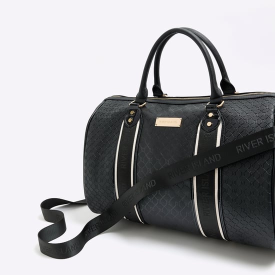 River Island Womens Travel Bag Black Embossed Ri Monogram